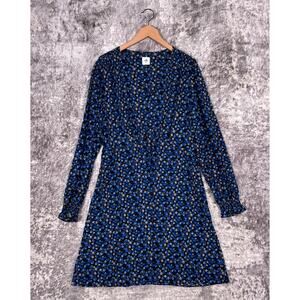 Cabi The Ten Dress XL Womens Blue Floral Mesh Long Sleeve